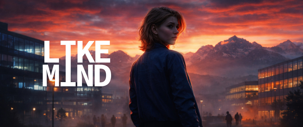 Teaser image 3 depicts Sarah on campus with a stunning alpine backdrop.